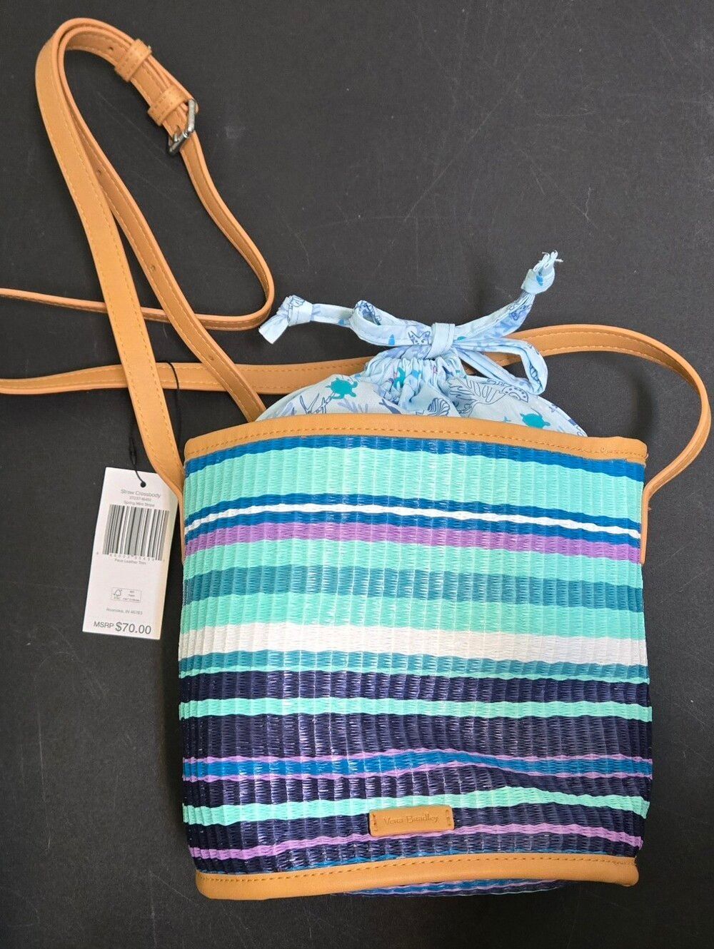 NIP VERA BRADLEY STRAW CROSSBODY W/ PRETTY LINING